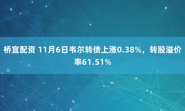 桥宜配资 11月6日韦尔转债上涨0.38%，转股溢价率61.51%