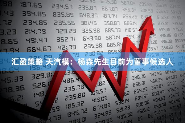 汇盈策略 天汽模：杨森先生目前为董事候选人